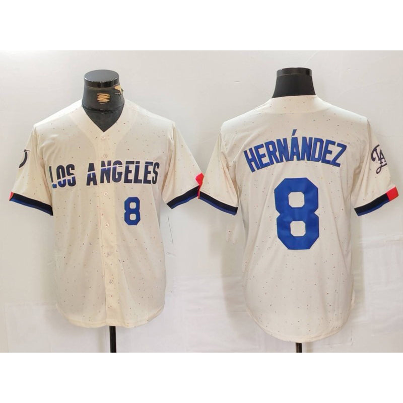 Los Angeles Dodgers #8 Kike Hernandez Number Cream Fedasgoge 2024 City Connect Limited Stitched Jersey 2