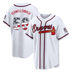 Atlanta Braves #56 Spencer Schwellenbach Player White Fedasgoge USA 250 Fourth Of July Limited Home Game Stitched Jerseys