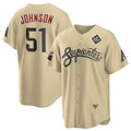 Arizona Diamondbacks #51 Randy Johnson Gold Fedasgoge 2023 World Series City Connect Cool Base Stitched Jersey