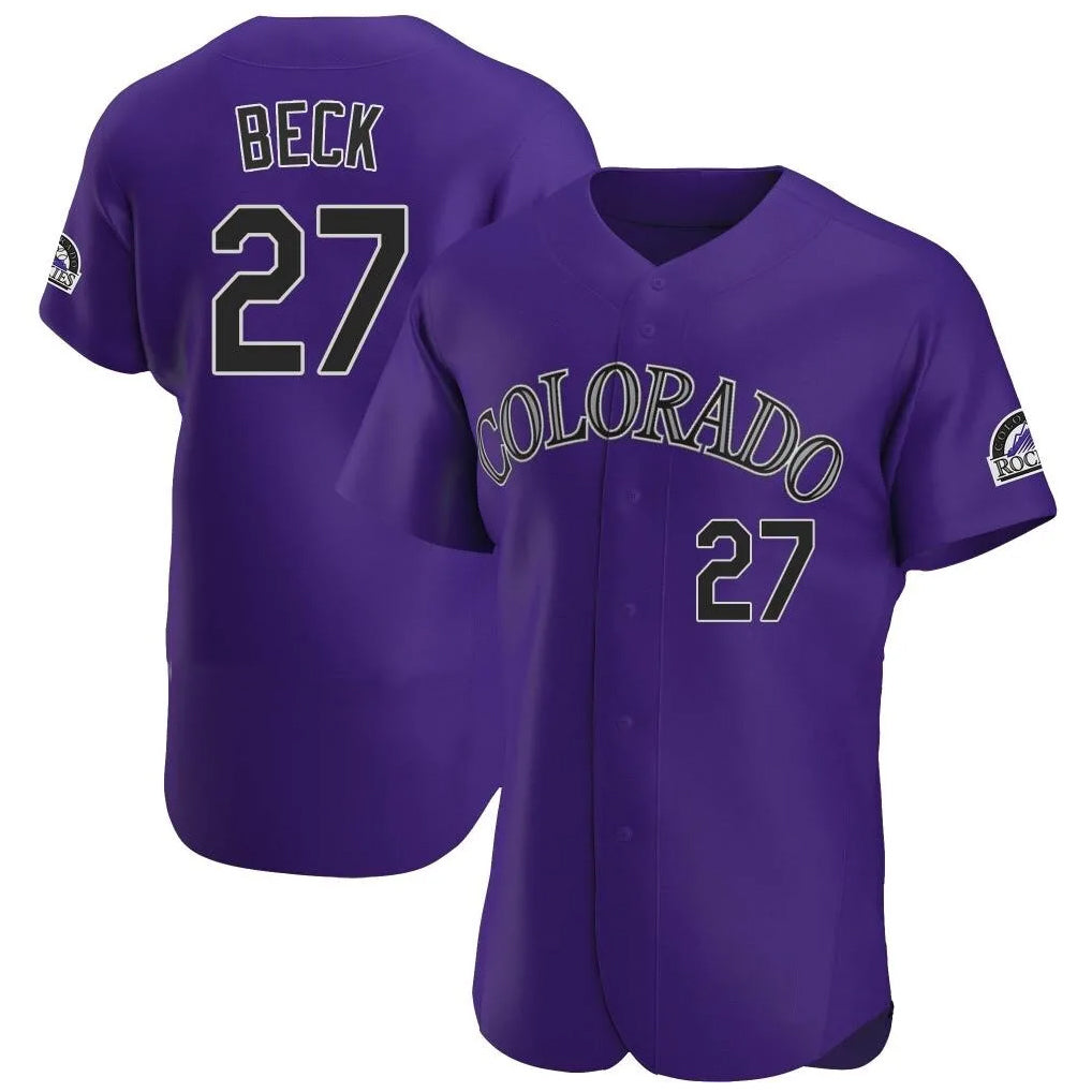 Colorado Rockies #27 Jordan Beck Player Purple Fedasgoge Limited Elite Home Stitched Jerseys