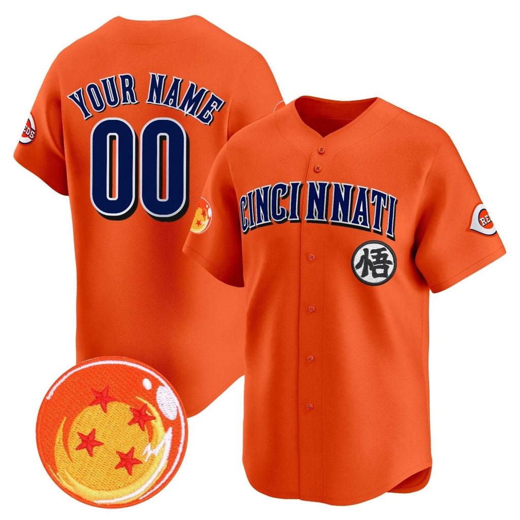 Custom Cincinnati Reds x Dragon Ball Orange Fedasgoge Vapor Premier Limited Jersey - All Stitched