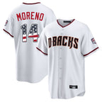 Arizona Diamondbacks #14 Gabriel Moreno Player White Fedasgoge USA 250 Fourth of July Home Game Stitched Jerseys