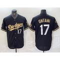 Los Angeles Dodgers #17 Shohei Ohtani Number Black Gold Fedasgoge Fashion Stitched Cool Base Limited Jersey