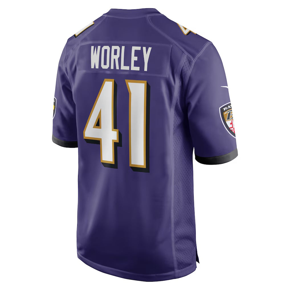 B.Ravens #41 Daryl Worley Purple Fedasgoge Game Player Jersey