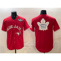Toronto Blue Jays & Leafs Red Fedasgoge 2025 World Series With White Leafs Logo Cool Base Stitched Jersey