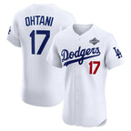 Los Angeles Dodgers #17 Shohei Ohtani White Fedasgoge 2025 World Series Cool Base Sttiched Jersey