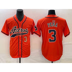 Houston Astros #3 Jeremy Pena Number Orange Fedasgoge With Patch Cool Base Stitched Jersey