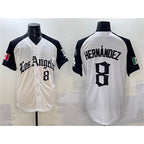 Los Angeles Dodgers #8 Enrique Hernandez White Black Fedasgoge Mexico 2025 LA Gothic Style With Fernando Patch Vapor Premier Limited Stitched Jersey