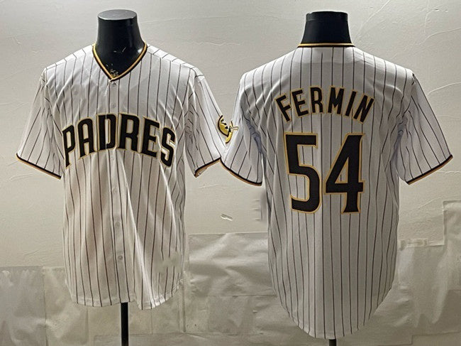 San Diego Padres #54 Freddy Fermin White Fedasgoge Cool Base Stitched Jersey