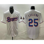 Texas Rangers #25 Jose Leclerc White Fedasgoge 2024 Gold Collection Limited Cool Base Jersey