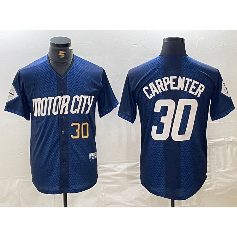 Detroit Tigers #30 Kerry Carpenter Number 2024 Navy Fedasgoge City Connect Cool Base Limited Stitched Jersey 2