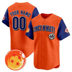 Custom Cincinnati Reds x Dragon Ball Royal Orange Fedasgoge Vapor Premier Limited Jersey - All Stitched