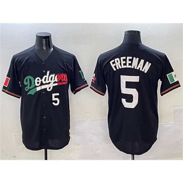 Los Angeles Dodgers #5 Freddie Freeman Black Fedasgoge Mexico Flag Limited Stitched Jersey