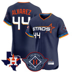 Houston Astros #44 Yordan Alvarez Player Navy Fedasgoge City Connect Texas Patch Vapor Premier Limited Elite Home Stitched Jerseys