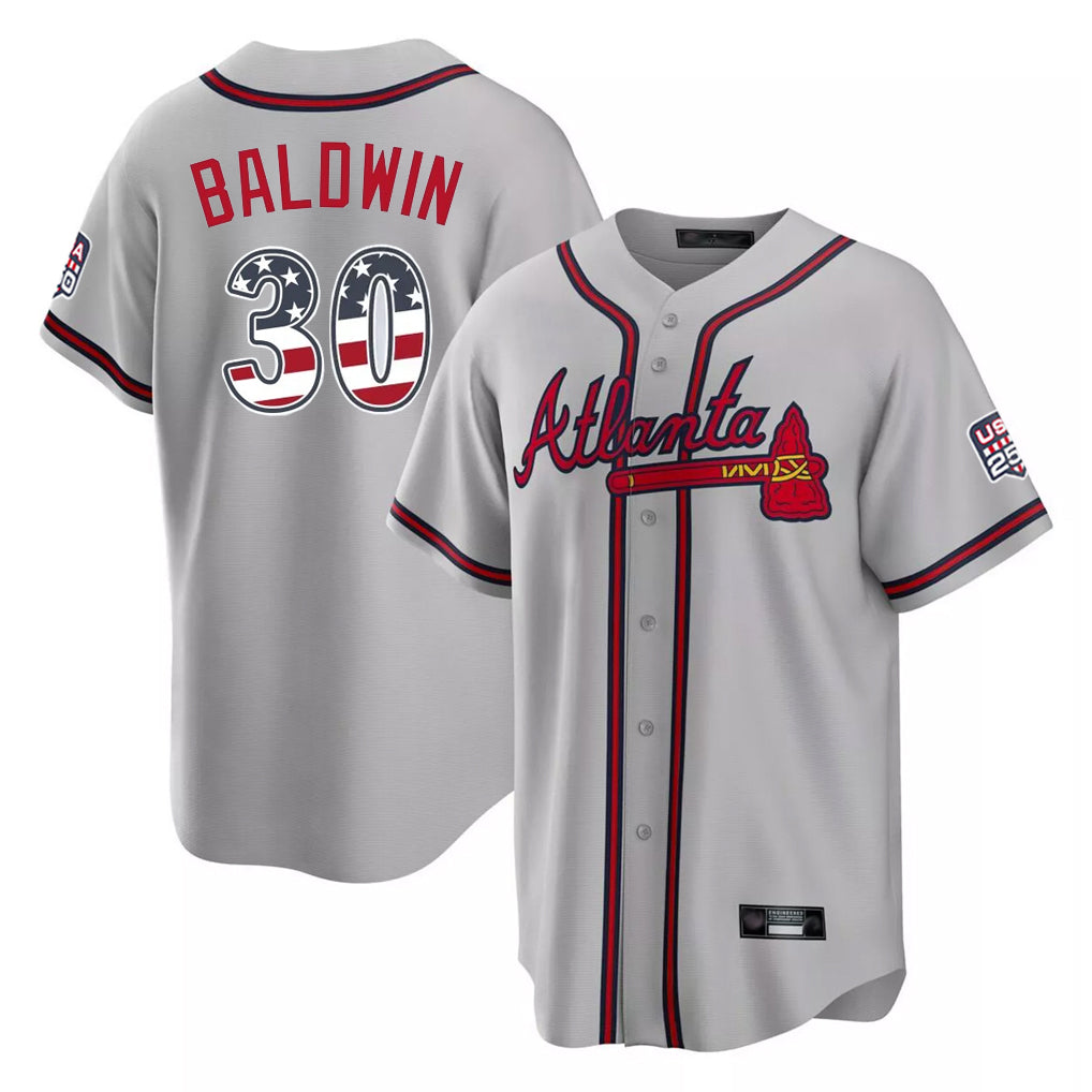 Atlanta Braves #30 Drake Baldwin Player Gray Fedasgoge USA 250 Fourth Of July Limited Home Game Stitched Jerseys