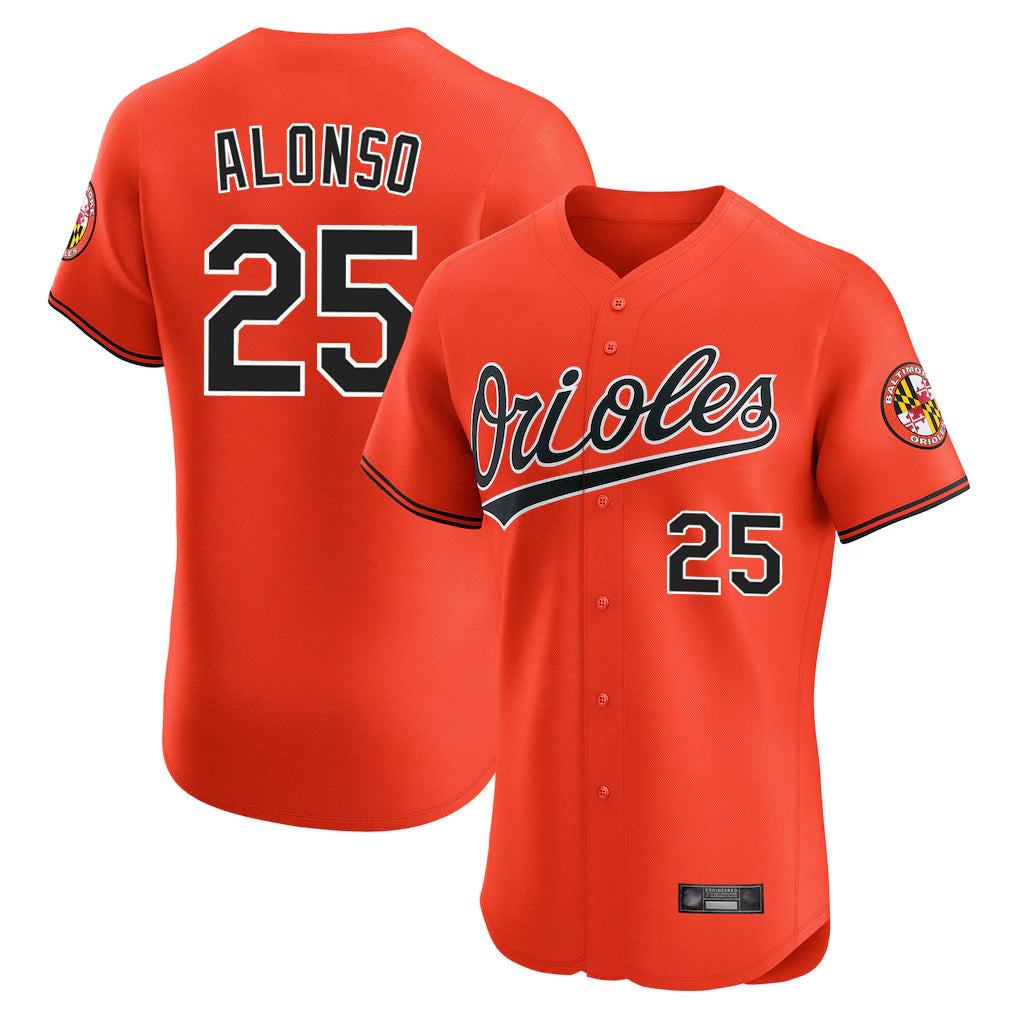 Baltimore Orioles #25 Pete Alonso Player Orange Fedasgoge Limited Elite Home Game Stitched Jerseys