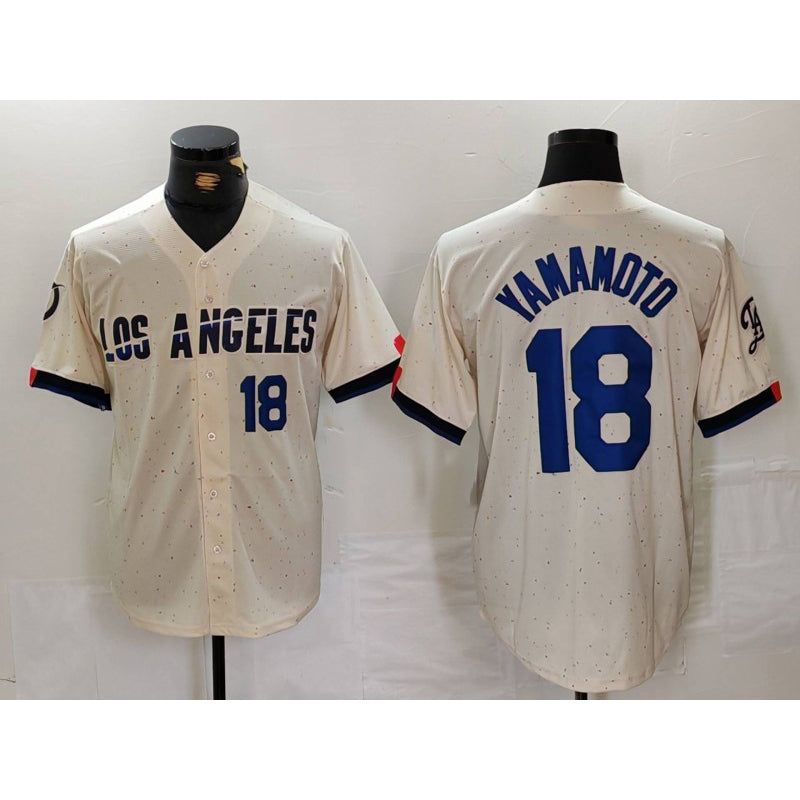 Los Angeles Dodgers #18 Yoshinobu Yamamoto Number Cream Fedasgoge 2024 City Connect Limited Stitched Jersey 2