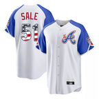Atlanta Braves #51 Chris Sale Player White Fedasgoge USA 250 Fourth Of July City Connect Home Game Stitched Jerseys