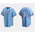 Texas Rangers #31 Max Scherzer Blue Fedasgoge 2023 World Series Stitched Jersey