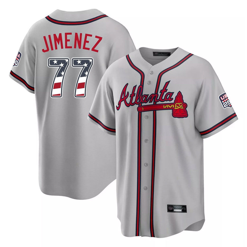 Atlanta Braves #77 Joe Jimenez Player Gray Fedasgoge USA 250 Fourth Of July Limited Home Game Stitched Jerseys