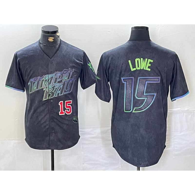 Tampa Bay Rays #15 Josh Lowe Number Charcoal Fedasgoge 2024 City Connect Limited Stitched Jerseys