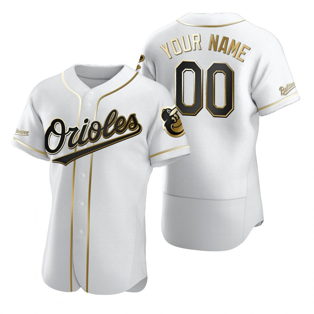 Custom Baltimore Orioles White Fedasgoge Stitched Flex Base Golden Edition Jersey