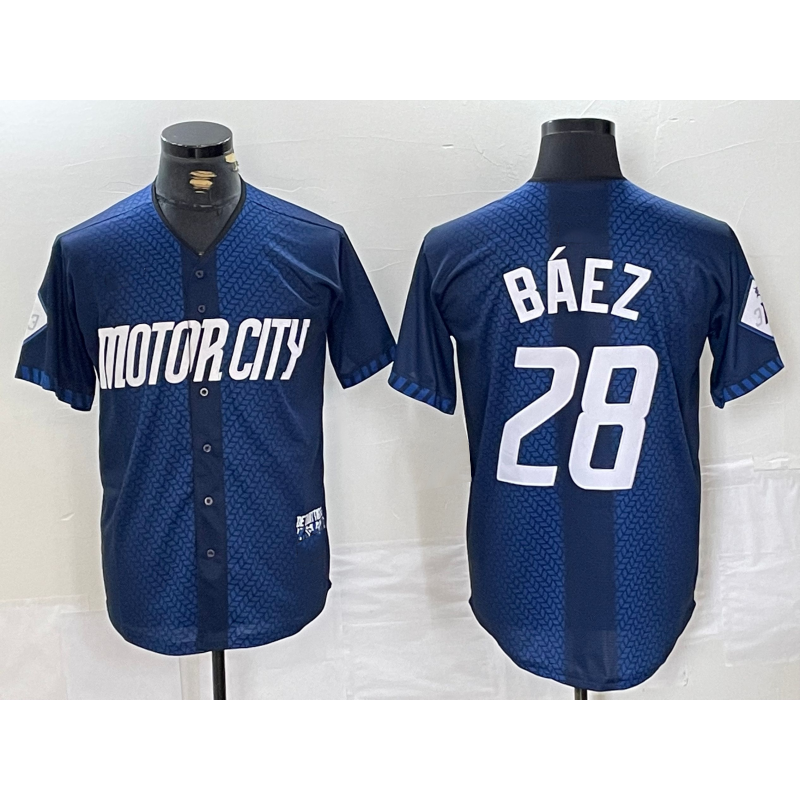 Detroit Tigers #28 Javier Baez 2024 Navy Fedasgoge City Connect Cool Base Limited Stitched Jersey