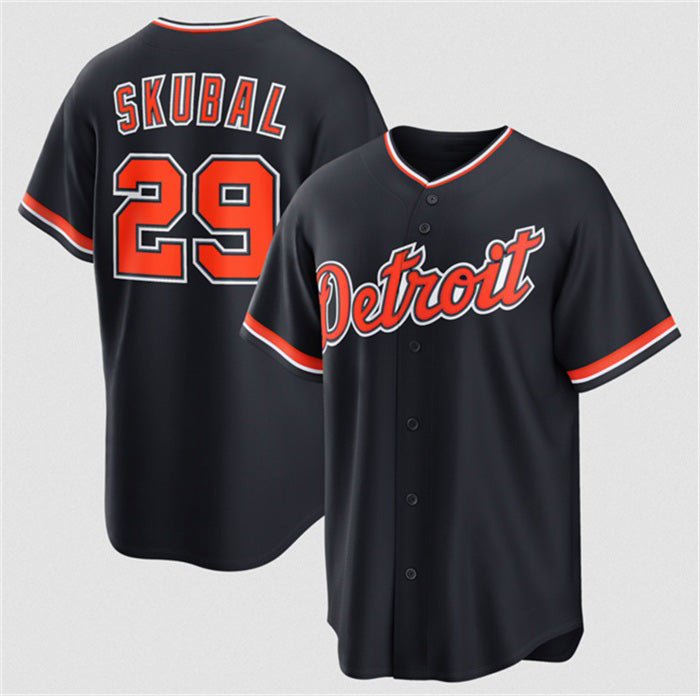 Detroit Tigers #29 Tarik Skubal Navy Fedasgoge Alternate Stitched Jersey