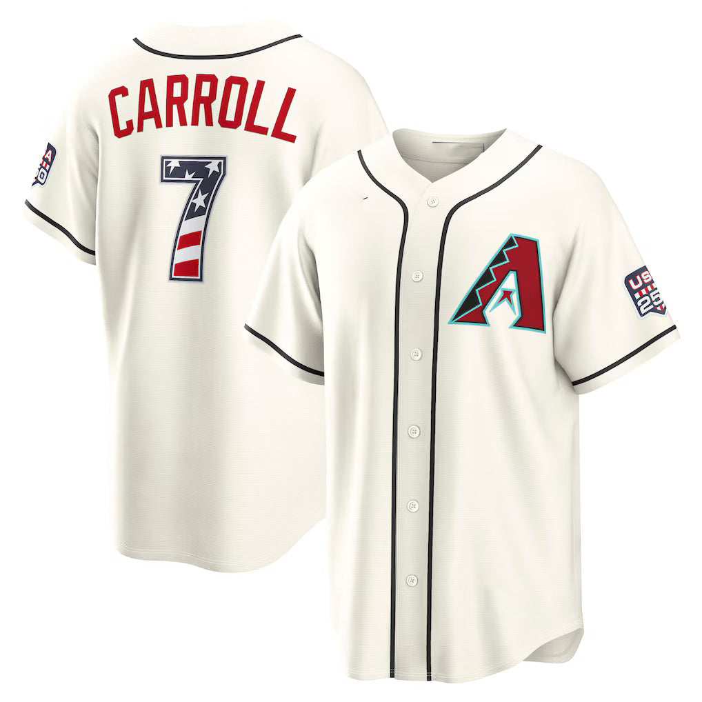 Arizona Diamondbacks #7 Corbin Carroll USA 250 Fourth of July Home Stadium Jersey - Cream Fedasgoge