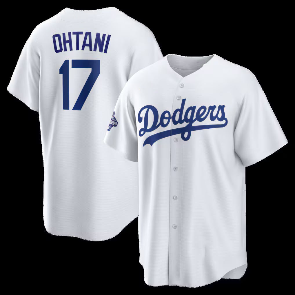 Los Angeles Dodgers #17 Shohei Ohtani White Fedasgoge 2025 World Series Champions Home Replica Jersey
