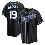 Kansas City Royals #19 Michael Massey Player Black Fedasgoge Carbon Fashion Home Game Stitched Jerseys