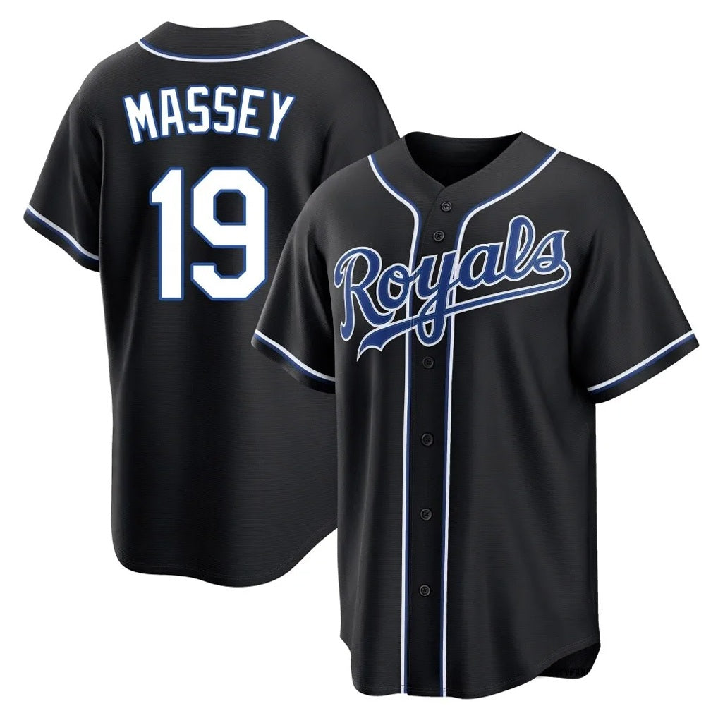 Kansas City Royals #19 Michael Massey Player Black Fedasgoge Carbon Fashion Home Game Stitched Jerseys
