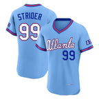 Atlanta Braves #99 Spencer Strider Player Powder Blue Fedasgoge 2026 City Connect T-shirt Limited Elite Home Game Stitched Jerseys