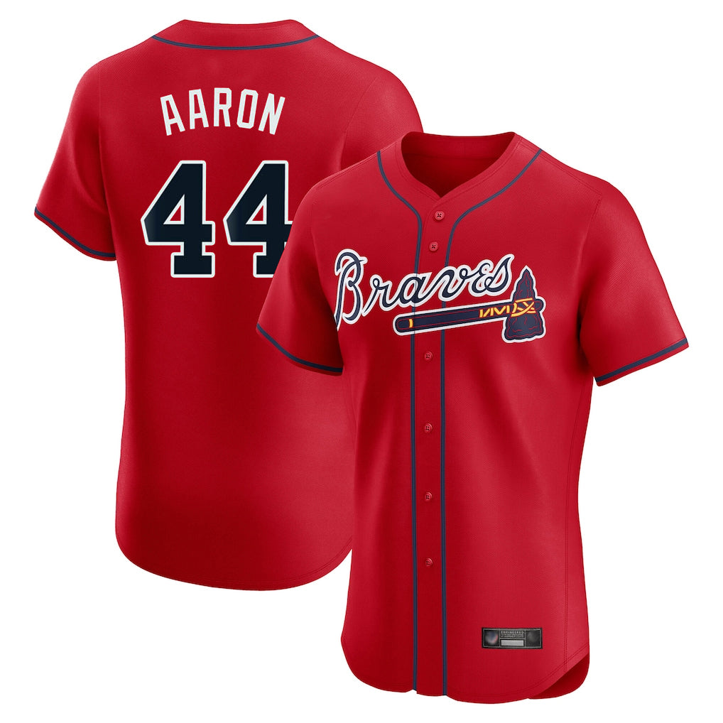 Atlanta Braves #44 Hank Aaron Player Red Fedasgoge Limited Elite Home Game Stitched Jerseys