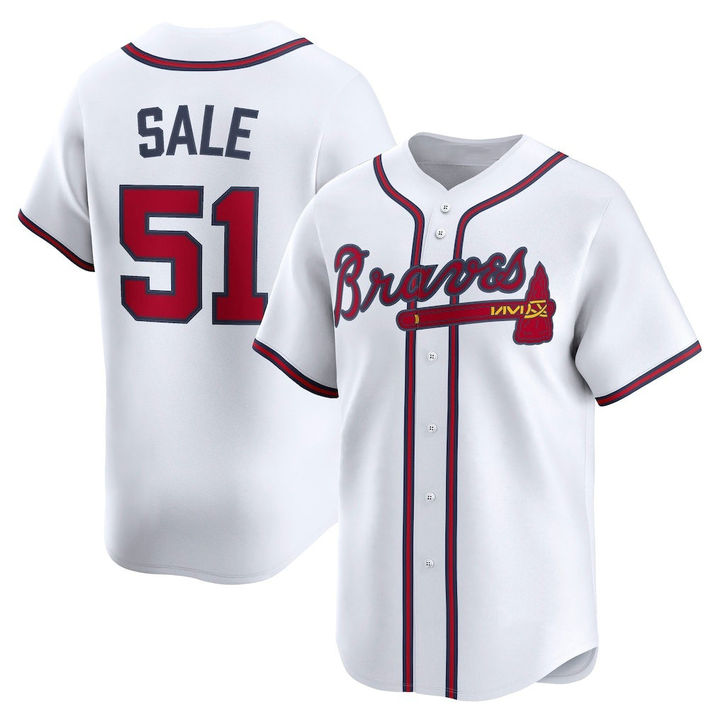 Atlanta Braves #51 Chris Sale White FOULKSSHOP Home Limited Player Jersey