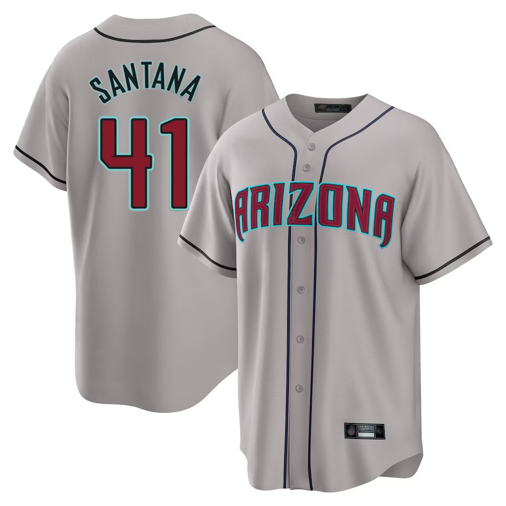 Arizona Diamondbacks #41 Carlos Santana Player Gray Fedasgoge Road Home Game Stitched Jerseys