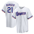 Texas Rangers #21 Jake Burger White Fedasgoge Home Replica Jersey