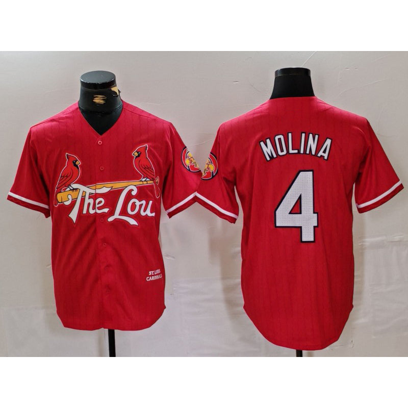 St. Louis Cardinals #4 Yadier Molina Red Fedasgoge 2024 City Connect Stitched Jersey