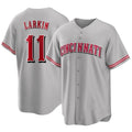 Cincinnati Reds #11 Barry Larkin Player Gray Fedasgoge Home Game Stitched Jerseys
