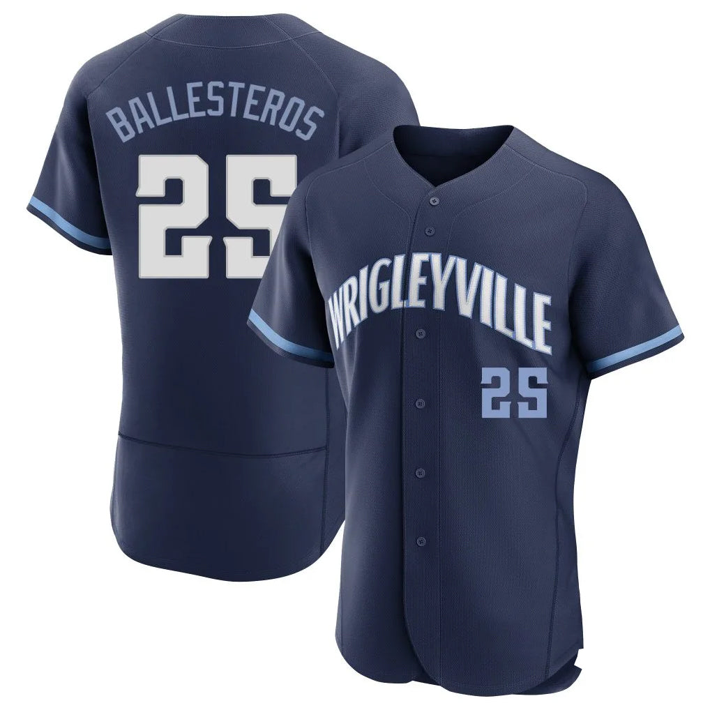 Chicago Cubs #25 Moises Ballesteros Player Navy Fedasgoge City Connect Limited Elite Home Stitched Jerseys
