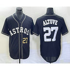 Houston Astros #27 Jose Altuve Number Black Fedasgoge Cool Base Stitched Jersey
