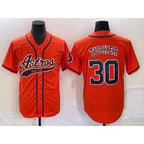 Houston Astros #30 Kyle Tucker Orange Fedasgoge With Patch Cool Base Stitched Jersey