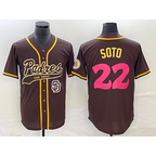 San Diego Padres #22 Juan Soto Brown Fedasgoge NEW 2023 City Connect Cool Base Stitched Jersey 2