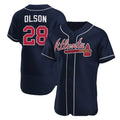 Atlanta Braves #28 Matt Olson Navy FOULKSSHOP Flex Base Stitched Jersey