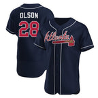Atlanta Braves #28 Matt Olson Navy FOULKSSHOP Flex Base Stitched Jersey