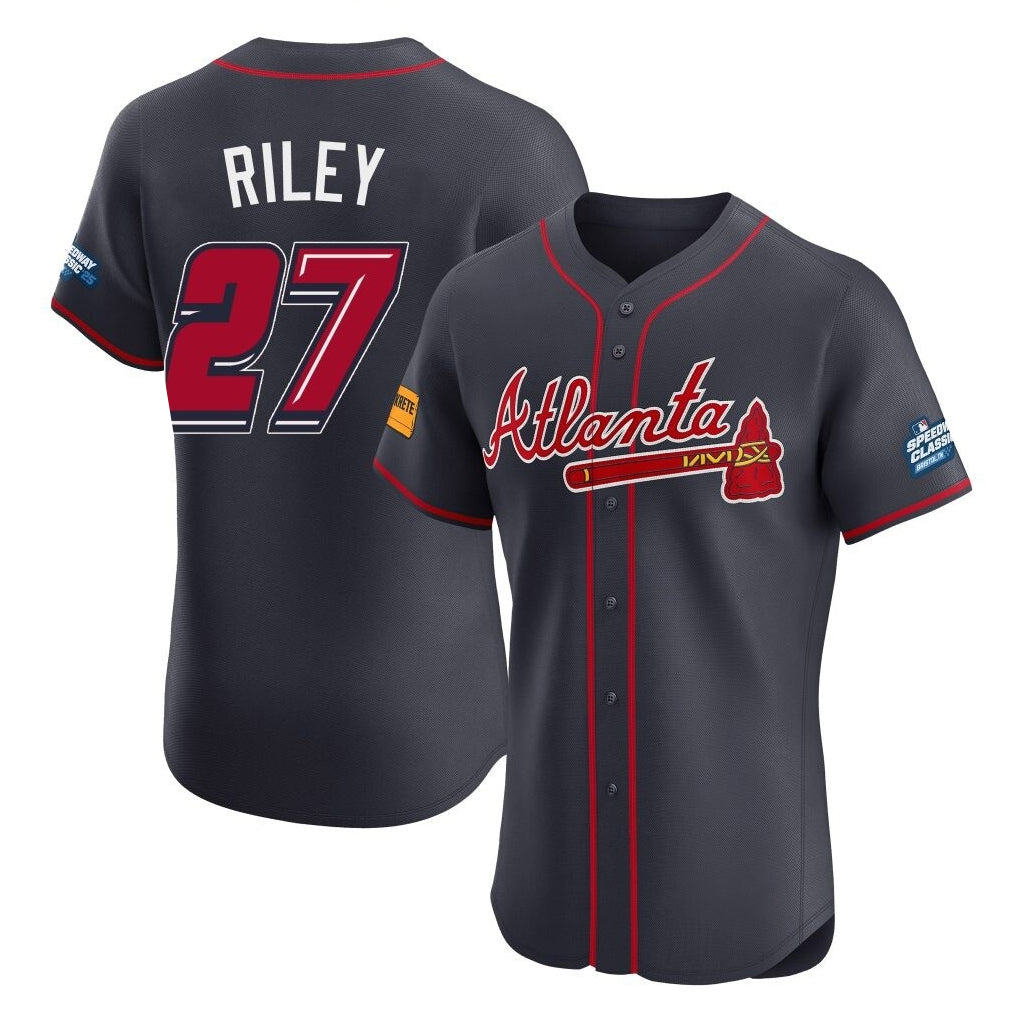 Atlanta Braves #27 Austin Riley Player Navy Fedasgoge 2025 Speedway Classic Limited Elite Home Game Stitched Jerseys