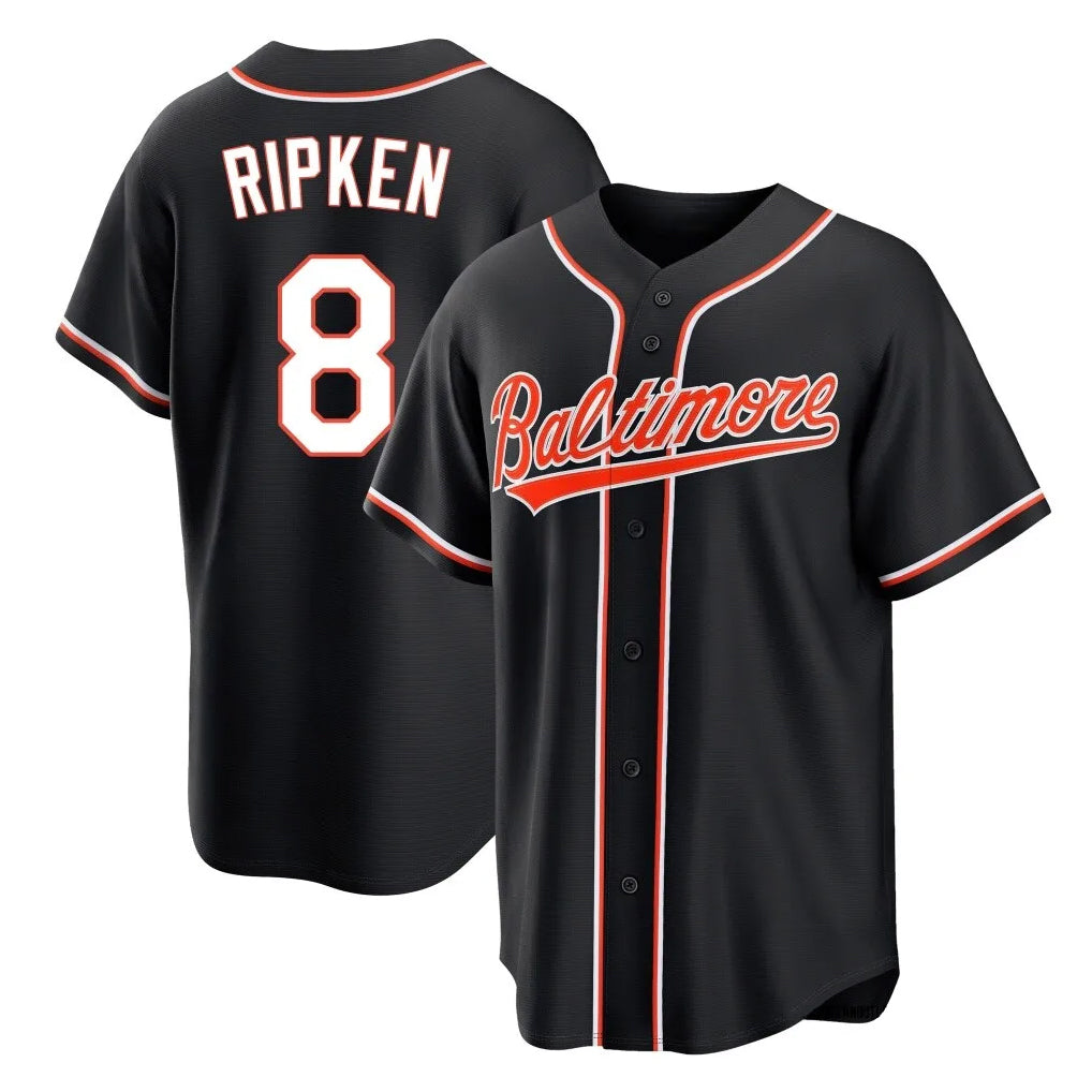Baltimore Orioles #8 Cal Ripken Player Black Fedasgoge Out Home Game Stitched Jerseys