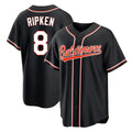 Baltimore Orioles #8 Cal Ripken Player Black Fedasgoge Out Home Game Stitched Jerseys