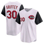 Cincinnati Reds #30 Ken Griffey Jr. White Fedasgoge Cooperstown Collection Limited Stitched Jersey