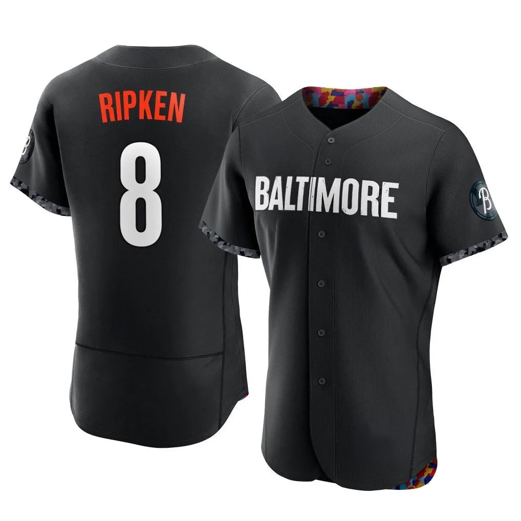 Baltimore Orioles #8 Cal Ripken Player Black Fedasgoge City Connect Limited Elite Home Game Stitched Jerseys